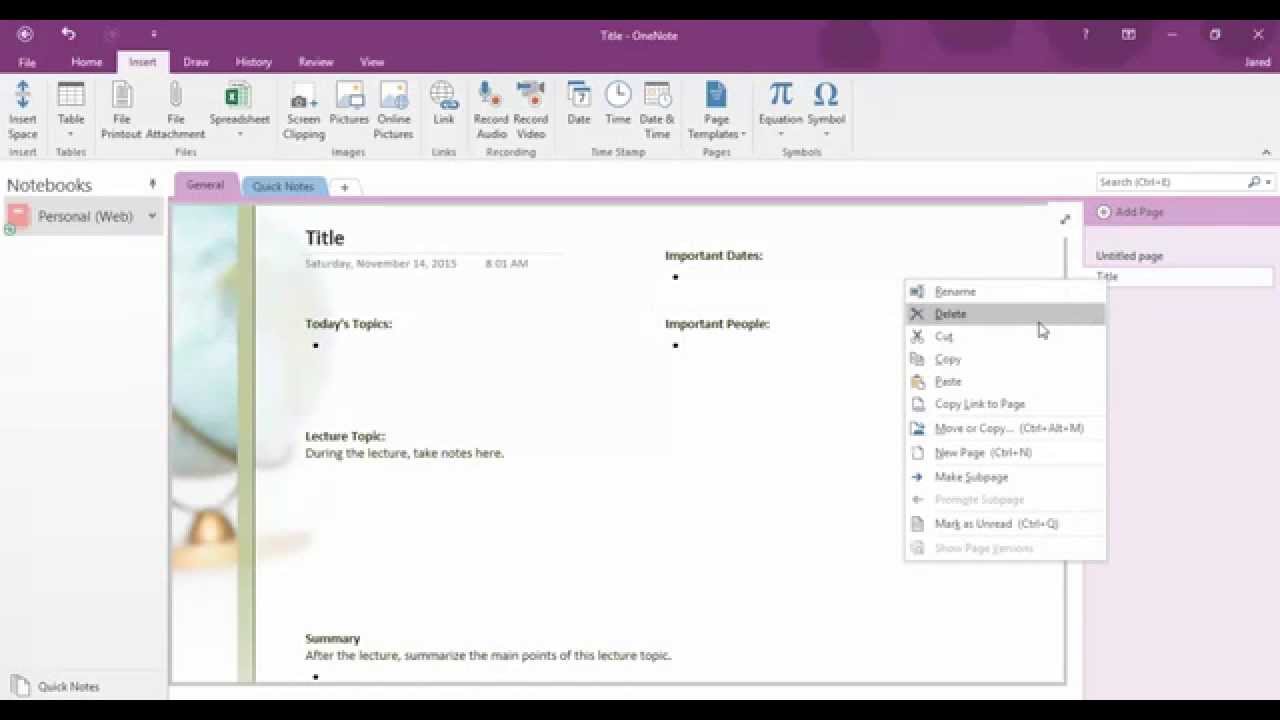 themes for onenote on mac